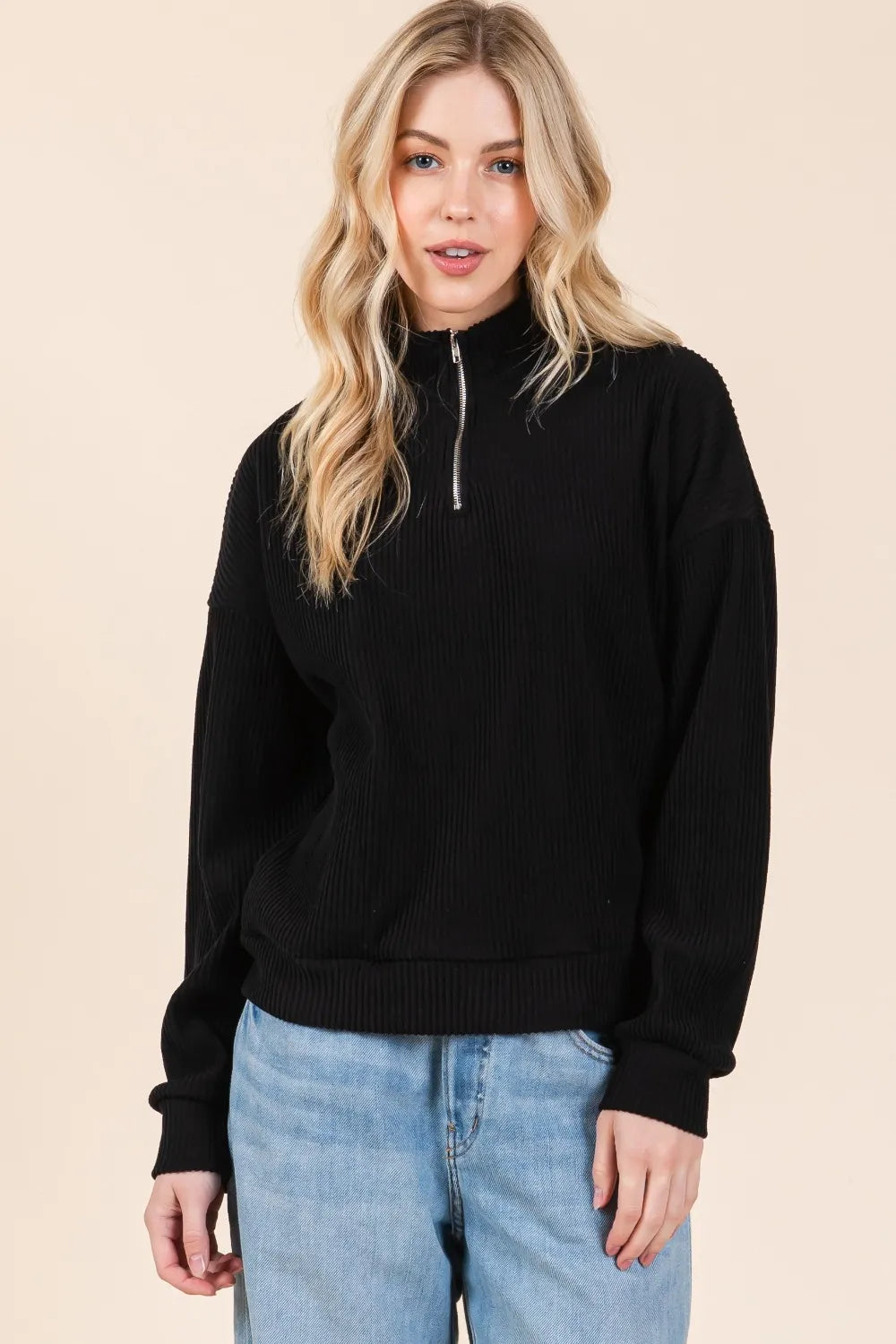 Stylish Quarter-Zip Sweatshirt with Pockets | Long Sleeve