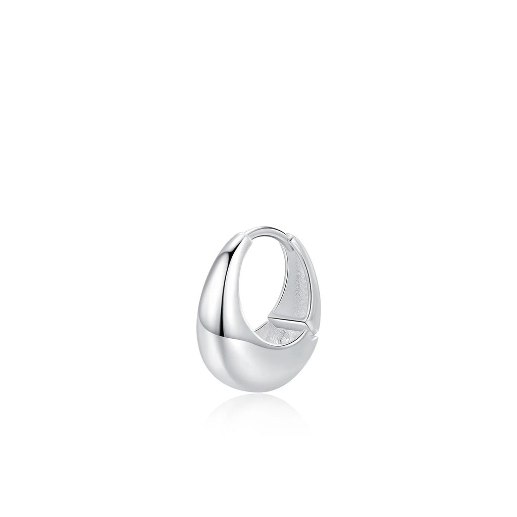 Minimalist Sterling Silver Hoop Earrings with Liquid Metal Finish