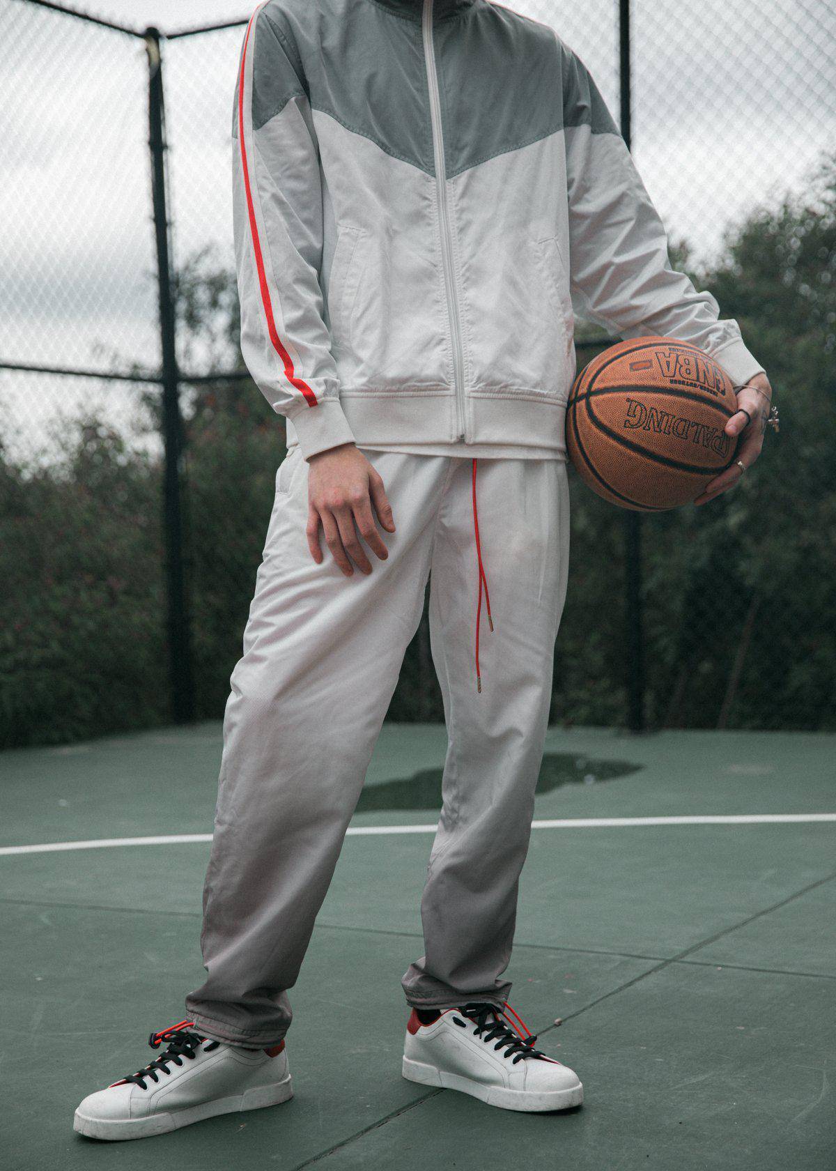 Men's 3-Stopper Swishy Pants in White/Grey - Blank State