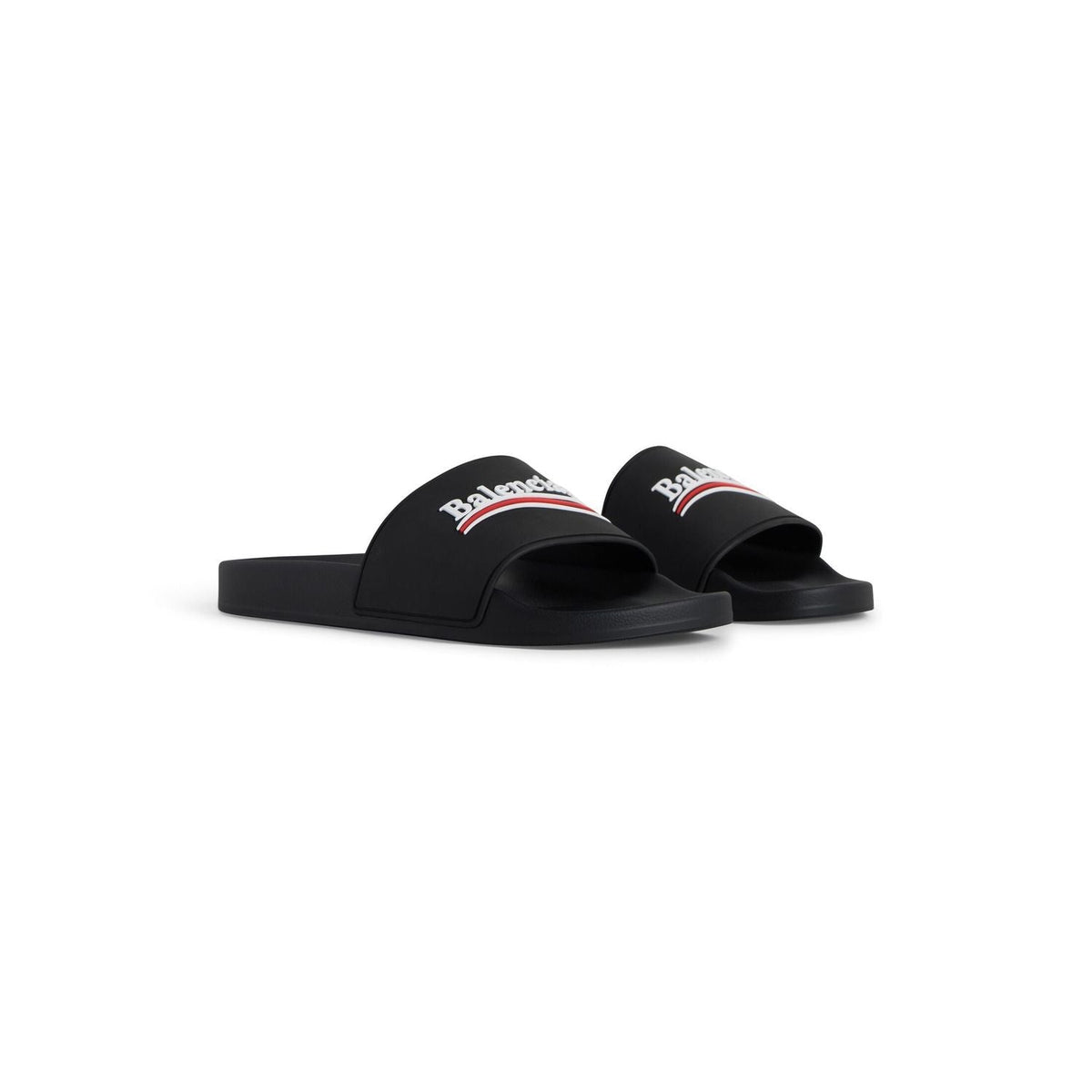BALENCIAGA Pool Rubber Political Logo Sandals