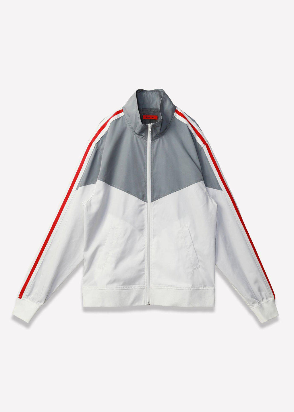 Men's Retro Swishy Track Jacket in White/Grey - Blank State