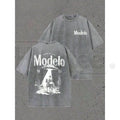 Modelo UFO Cowboy Vintage Washed T-Shirt – 230g Heavyweight Retro Streetwear