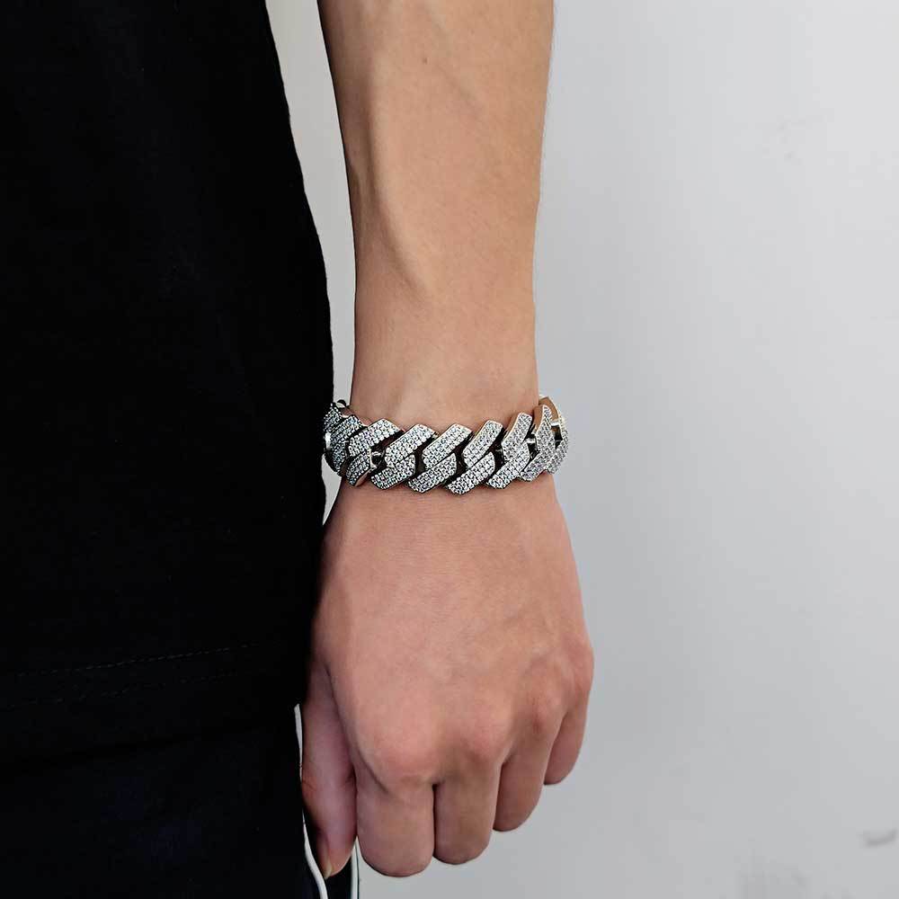 Cuban Link Zirconia Chain Bracelet in Gold or White Gold – Bold Hip Hop Jewelry for Men and Women