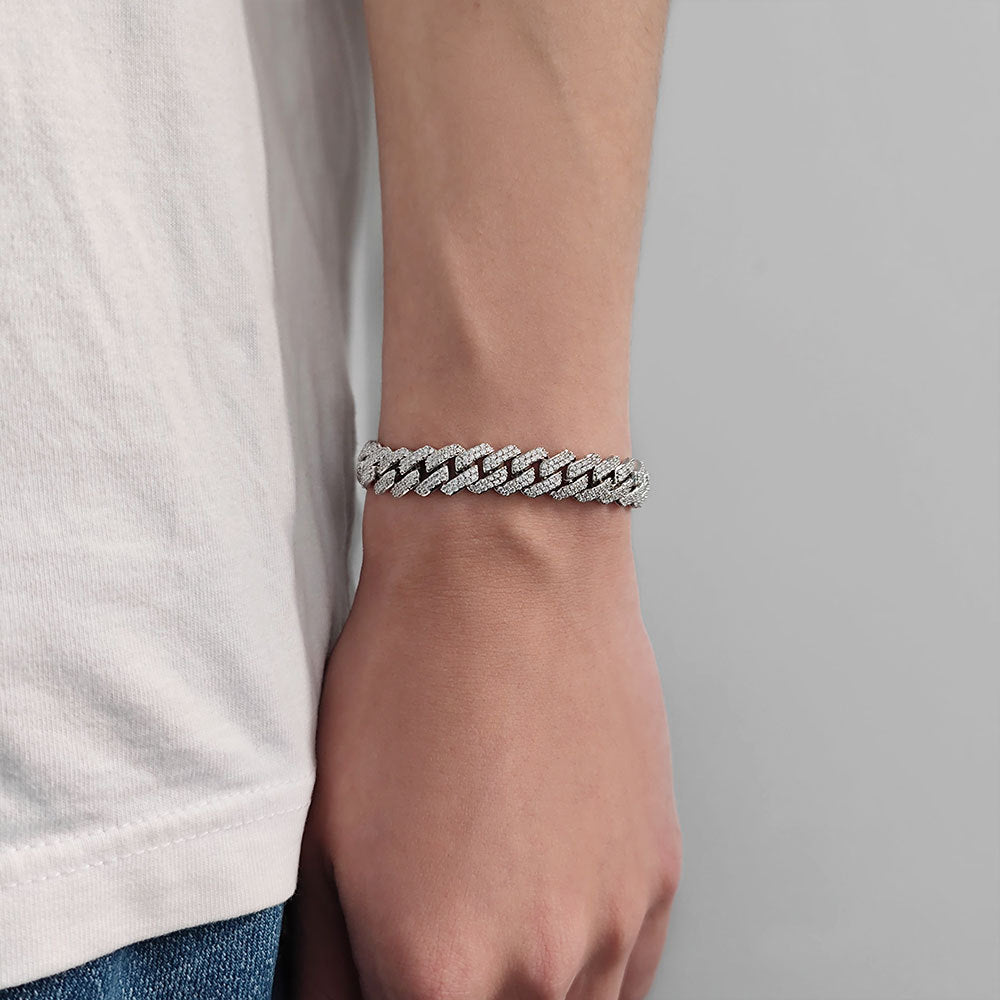 Cuban Link Zirconia Chain Bracelet in Gold or White Gold – Bold Hip Hop Jewelry for Men and Women