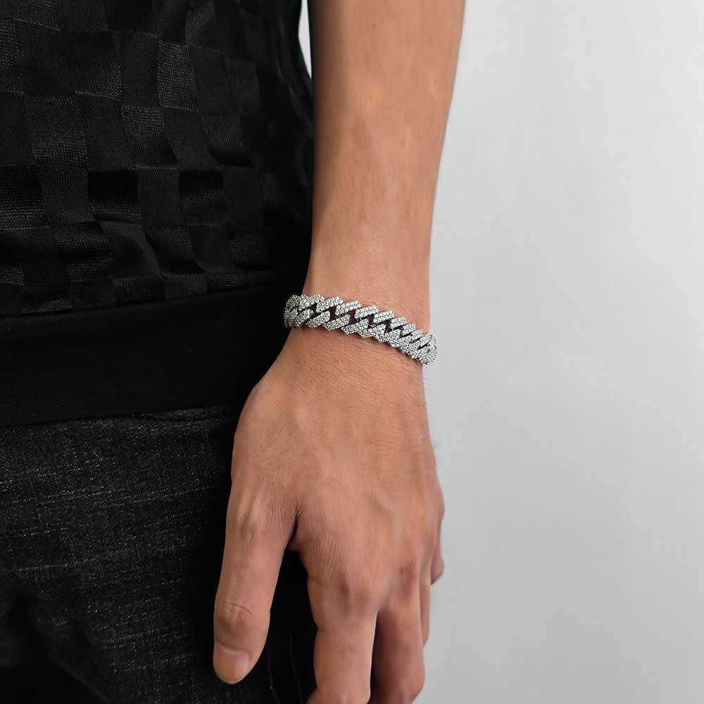 Cuban Link Zirconia Chain Bracelet in Gold or White Gold – Bold Hip Hop Jewelry for Men and Women