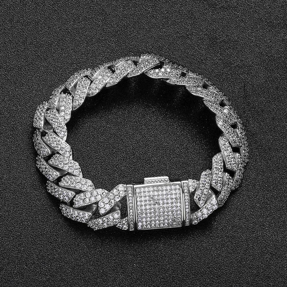 Cuban Link Zirconia Chain Bracelet in Gold or White Gold – Bold Hip Hop Jewelry for Men and Women