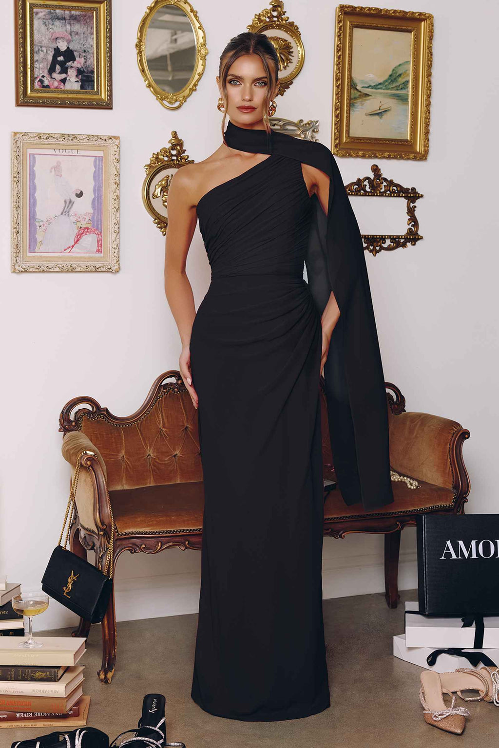 Amoris T730 One Shoulder Chiffon Formal Gown