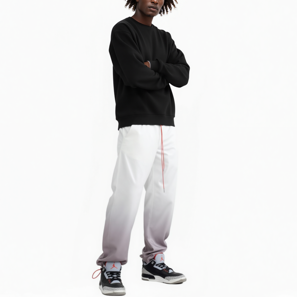 Men's 3-Stopper Swishy Pants in White/Grey - Blank State