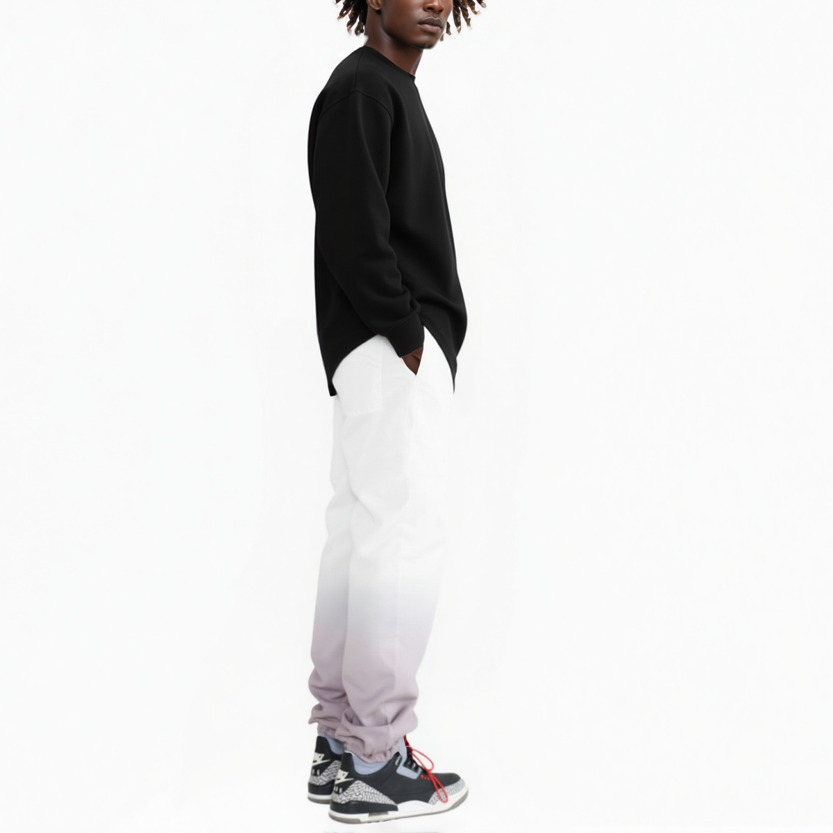 Men's 3-Stopper Swishy Pants in White/Grey - Blank State