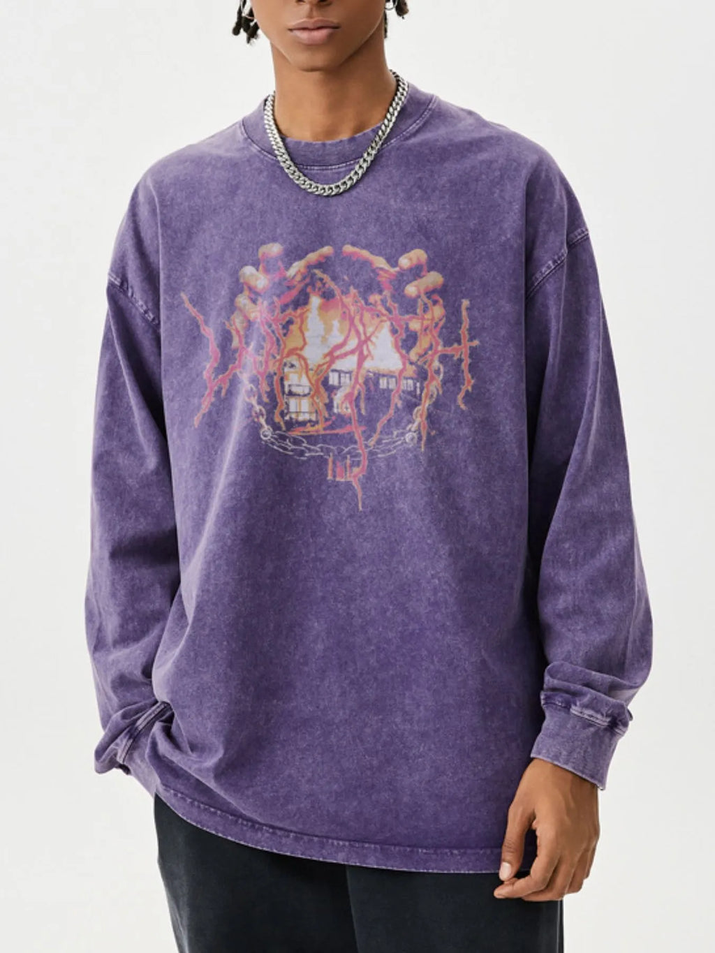 Men's Graphic Oversized Long Sleeve T-Shirt