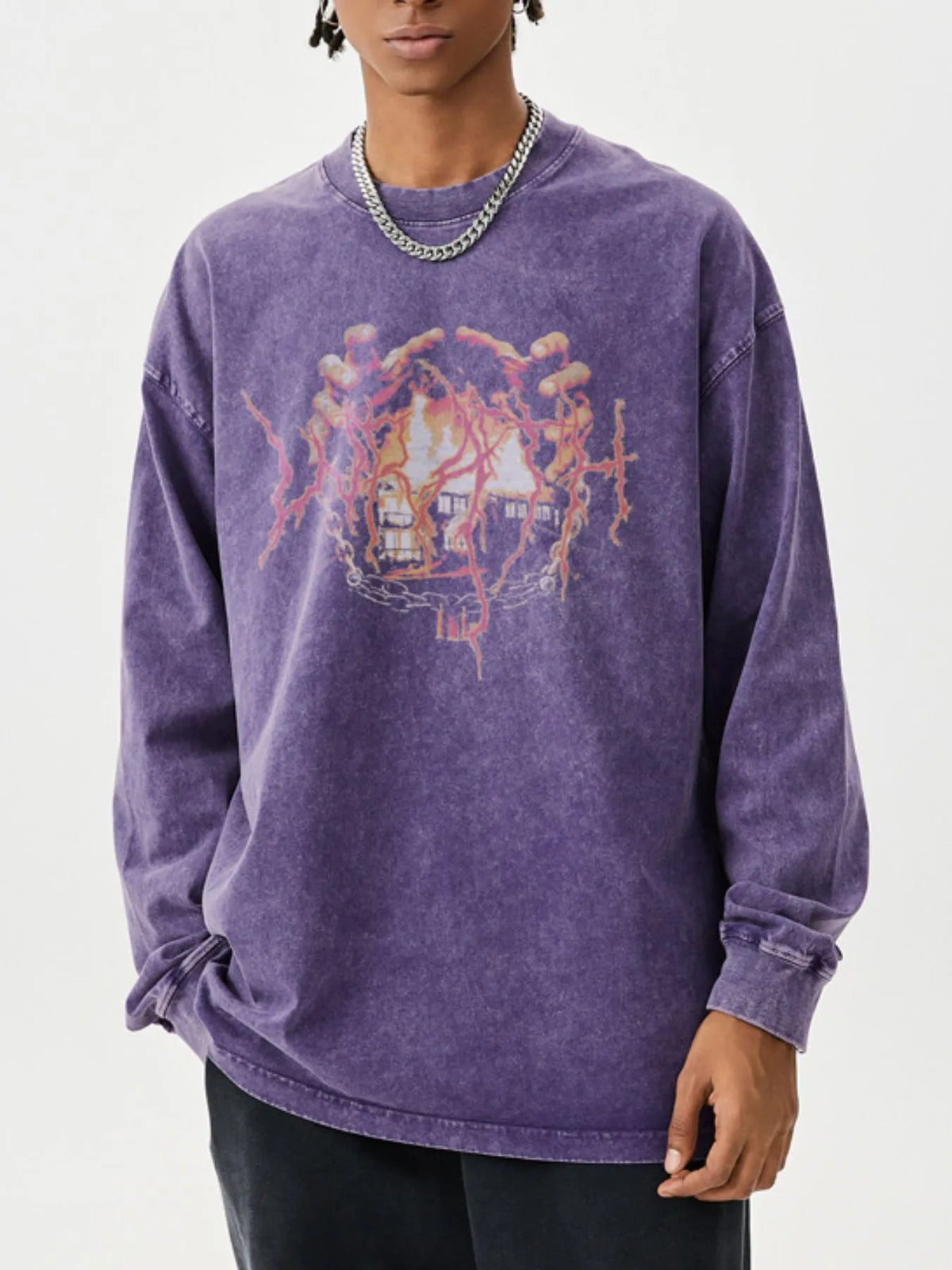 Men's Graphic Oversized Long Sleeve T-Shirt