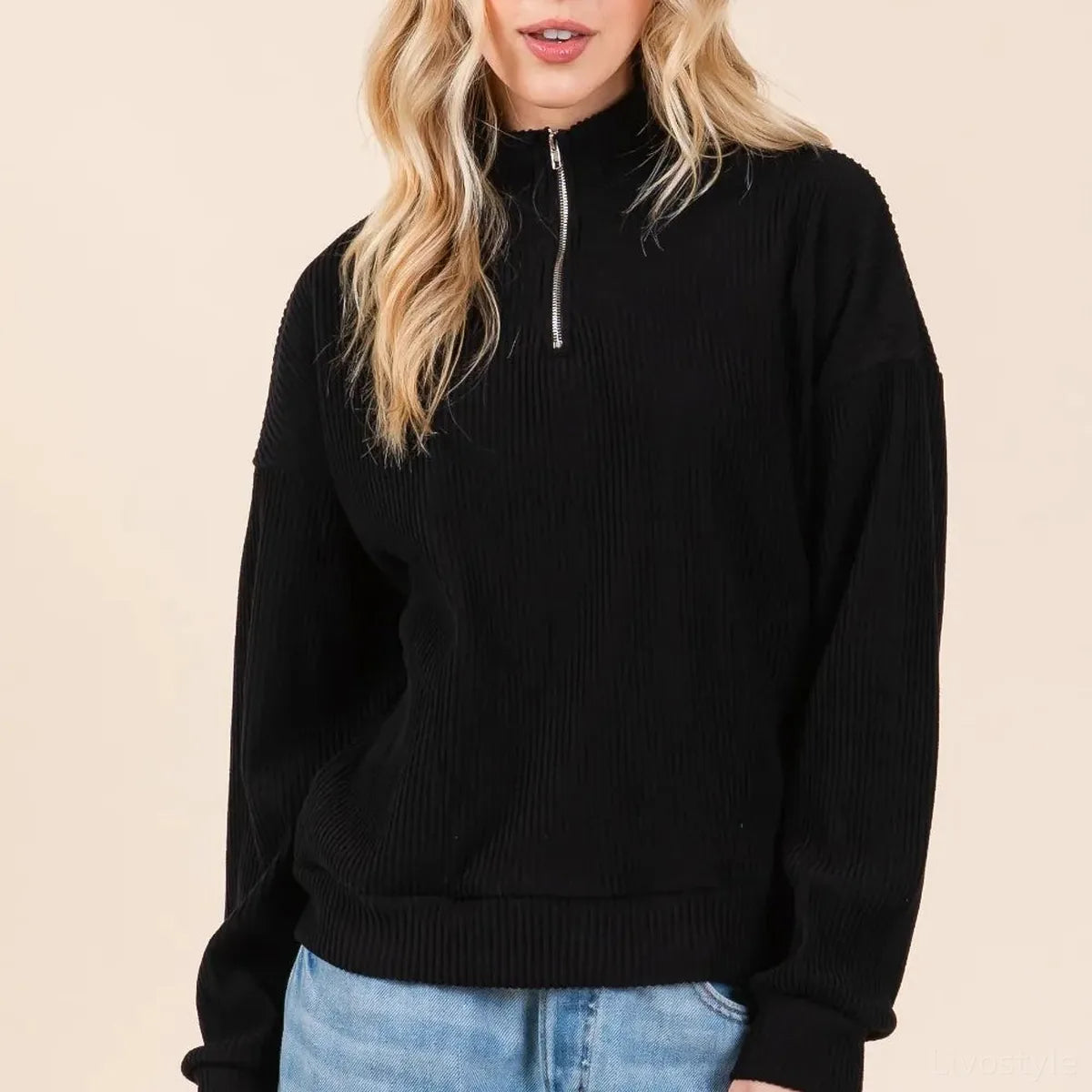 Stylish Quarter-Zip Sweatshirt with Pockets | Long Sleeve