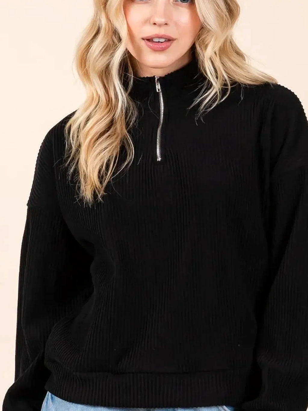 Stylish Quarter-Zip Sweatshirt with Pockets | Long Sleeve
