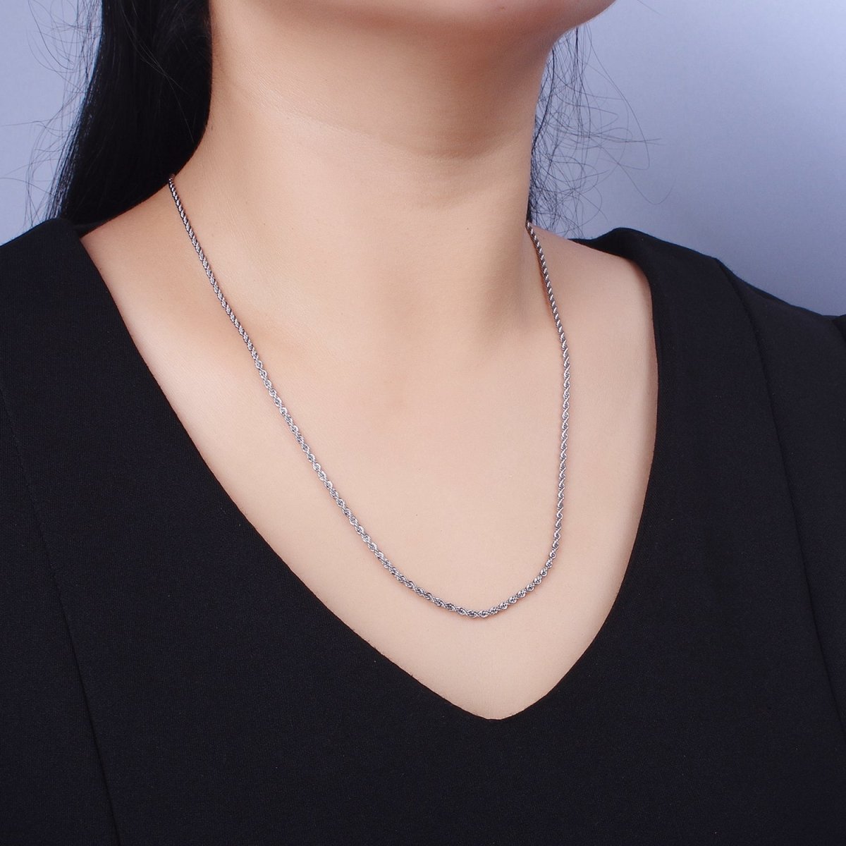 Dainty Gold Rope Chain Necklace Twisted Chain Necklace 17.75", 19.5 Inch + 2 inch Extender | WA-1524 WA-1525