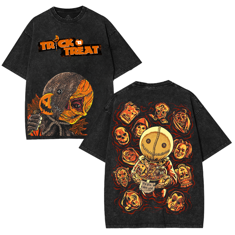 Trick ‘R Treat Sam Vintage Washed Oversized Halloween  – Washed Tee Cotton Menswear Top  | SEP 25