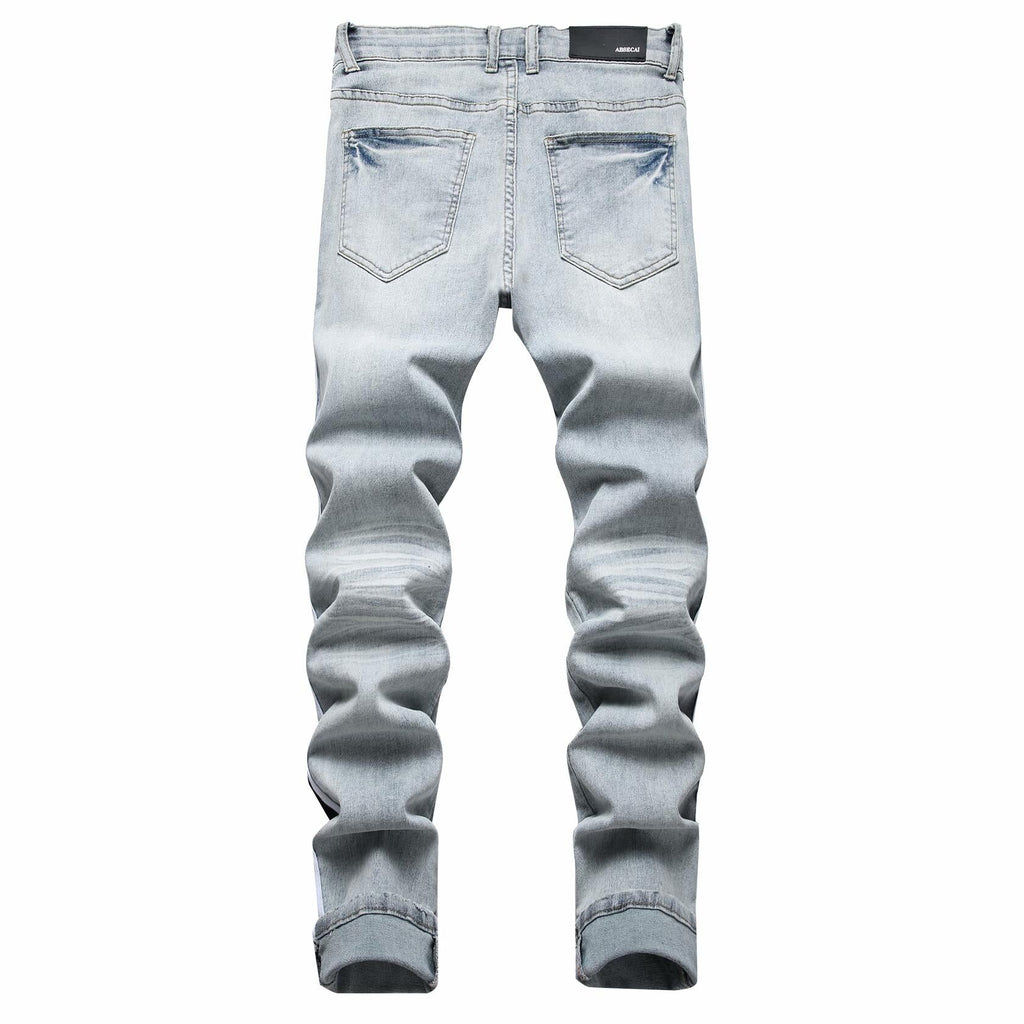 ABSECAI Men's Skinny Ripped Slim Fit Stretch Jeans Blue Size 34